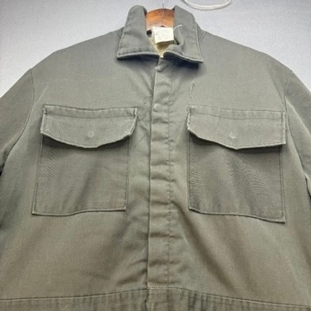 VTG Military Style Insulated Coveralls Jumpsuit Regular Fit Large Green Cotton
